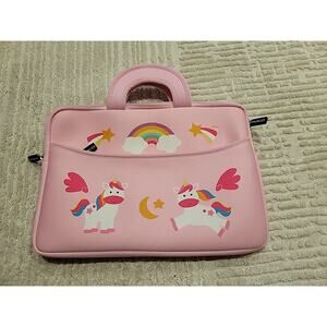 Tablet / Mini iPad/ Kindle carrying case with handles pink unicorn 13 x 9” Girls